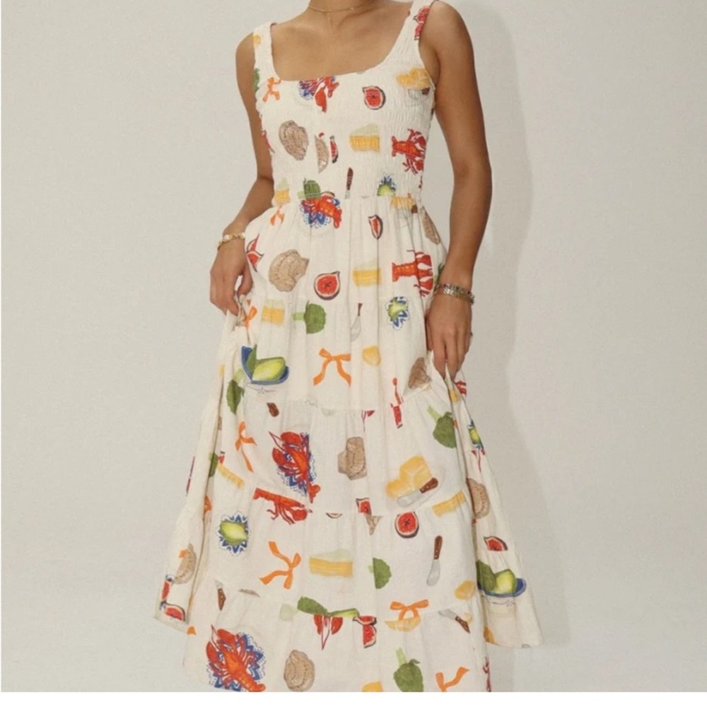 Amalfi Food Print Midi Dress
